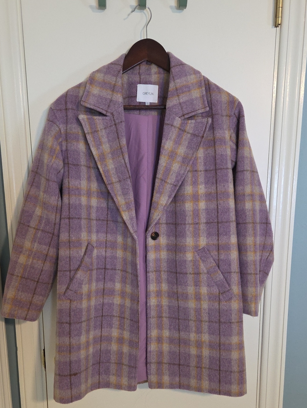 Purple Plaid Greylin Pea Coat